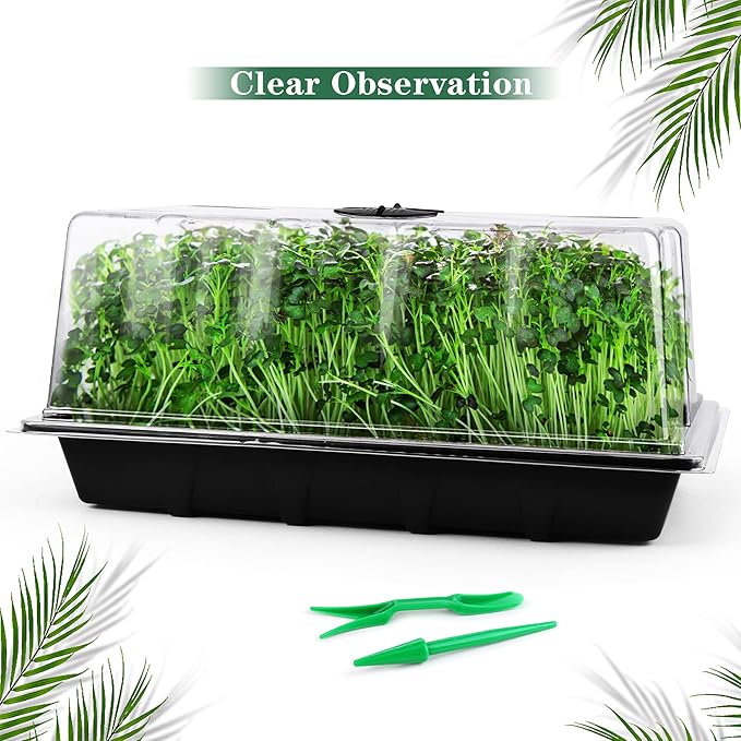 6 Packs Seed Starter Tray Kits with Humidity Dome, Plastic Germination Growing Trays with Plants Labels, Planting Tools for Seeds Growing Starting, Germination and Seedling Propagation - Image 4