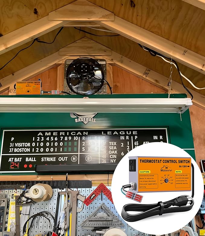 Attic Fan Thermostat-Control: with Socket and Wire Connector, Can Be Connected to Two Fans, Replacement Thermostat with Overload Protector, Temperature Controlled Exhaust Fan for Workshop, Greenhouse - Image 7