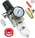 Hromee 1/4 Inch Air Compressor Filter Regulator Combo, Water Oil Separator with Pressure Gauge, Manual Drain, Ball Valve and Bracket AW2000-02 by Hromee