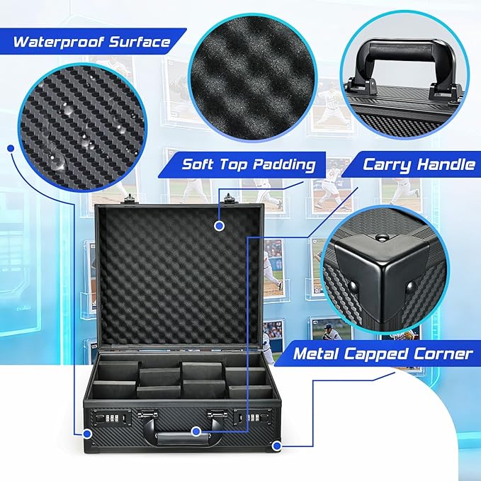 Card Storage Box for 3" x 4" 35pt Toploaders, Sports Cards Case with Lock, Trading Card Storage Box Holds 600+ Top Loaders or 150 Magnetic Holders, Card Collection Box for Collectors - Image 5