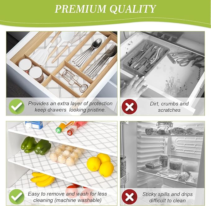Cooyes 6pcs 12" x 24" Refrigerator Drawer Liners, Fridge Organizers and Storage, Washable Absorbent Fridge Bin Liners, Refrigerator Shelf Mats Air Circulating Non-Slip Non-Adhesive - Image 6