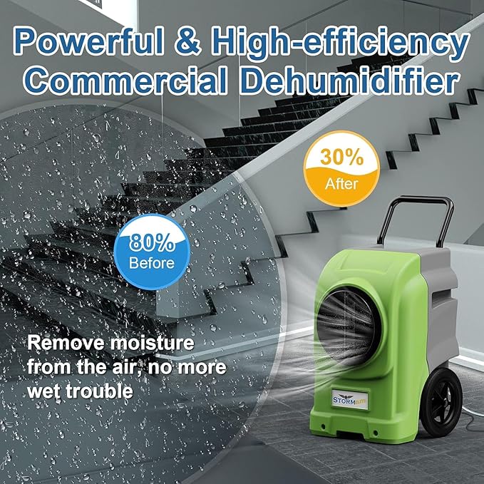 AlorAir 270 Pints Commercial Dehumidifiers for Large Room or Basements, Industrial Large Dehumidifier with Pump and Drain Hose, Water Damage Restore, Limited 5 Years Warranty - Image 3