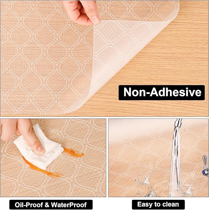 Cooyes Shelf Liner for Kitchen Cabinets Waterproof Kitchen Cupboard Liner Plastic Drawer Mats EVA Material Non Adhesive Fridge Mats for Shelves（17.5" W x 78.7" L） - Image 5