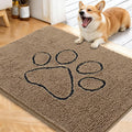 OLANLY Dog Door Mat for Muddy Paws 40x32, Paw Print Design, Absorbs Moisture and Dirt, Absorbent Non-Slip Washable Doormat, Quick Dry Chenille Mud Mat for Dogs, Entry Indoor Entryway Carpet, Tan by OLANLY