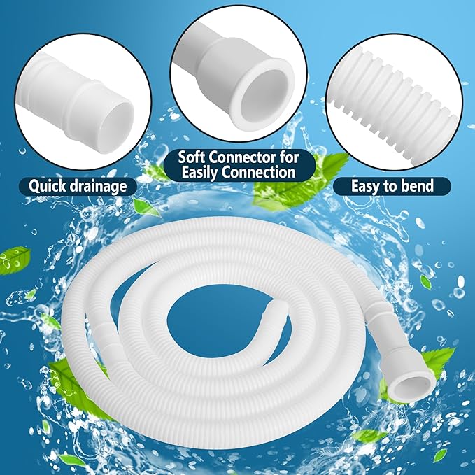 6.5 Ft Dehumidifier Drain Hose 3/4" FHT- Cuttable Leakproof Dehumidifier Discharge Hose for Drainage- Flexible Universal Corrugated Drain Hose Replacement with Clamp for Most Dehumidifier - Image 3