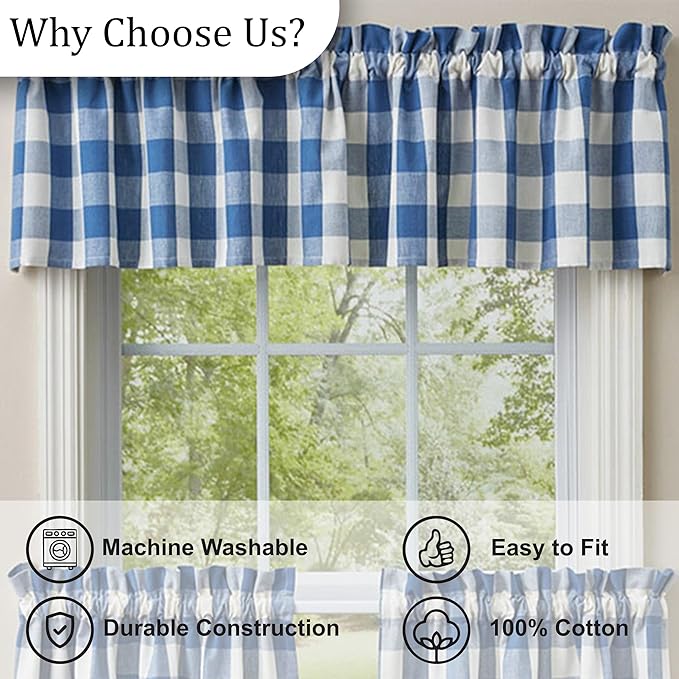 Park Designs China Blue Buffalo Check Valance 14" L - Image 5