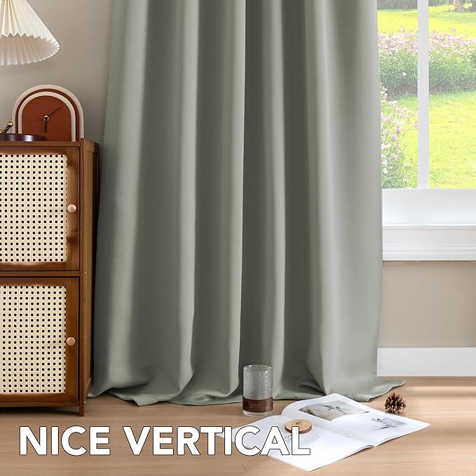H.VERSAILTEX Blackout Curtains Thermal Insulated Window Treatment Panels Room Darkening Blackout Drapes for Living Room Back Tab/Rod Pocket Bedroom Draperies (2 Panels, Sea Grass, 52 x 96 Inch) - Image 8