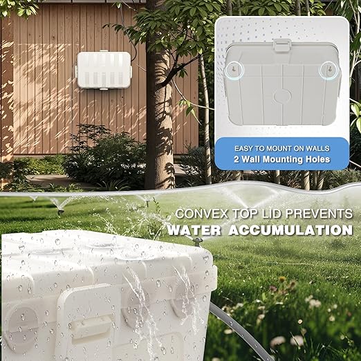 Flemoon Large Outdoor Electrical Box (12.5 x 8.5 x 5 inch), IP54 Waterproof Outdoor Extension Cord Cover Weatherproof, Protect Outlet, Plug, Socket, Timer, Power Strip, Holiday Light Decoration, White - Image 5