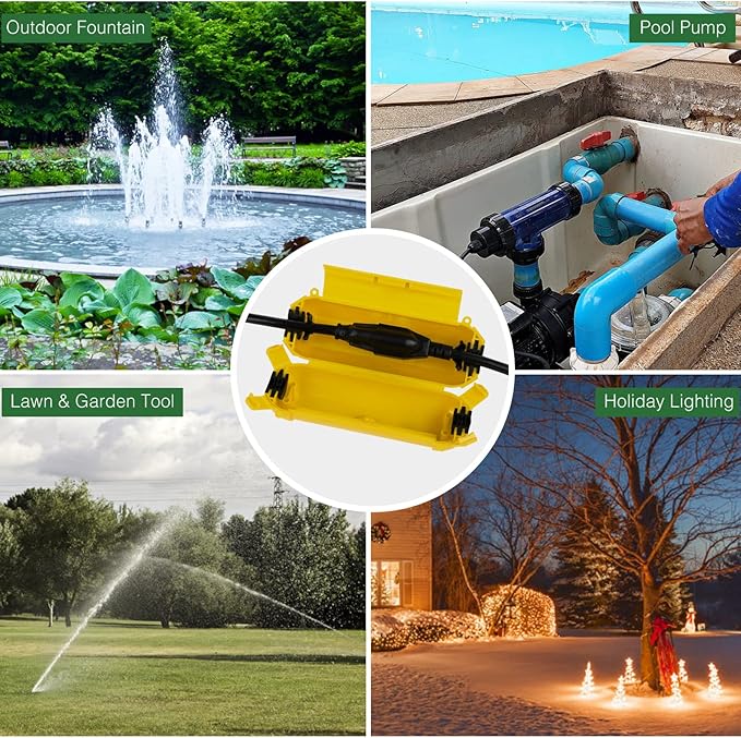 Flemoon [3 Pack] Outdoor Extension Cord Safety Cover with Waterproof Seal, Weatherproof Electrical Connection Box for Outdoor Outlet, Plug, Socket, Christmas Holiday Decoration Light, Yelllow - Image 8