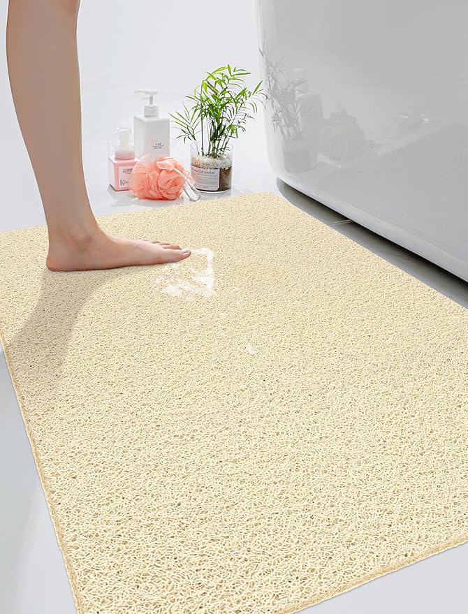 Extra Large Shower Mat, Yonala 31.5 x 47.2 Inch Non Slip Shower Mats for Inside Shower/Bathroom, Soft PVC Loofah Shower Floor Mat, Quick Drying, Easy Clean by Yonala