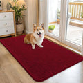 OLANLY Dog Door Mat for Muddy Paws 45x27, Absorbs Moisture and Dirt, Absorbent Non-Slip Washable Doormat, Quick Dry Chenille Mud Mat for Dogs, Entry Indoor Entryway Carpet for Inside Floor, Red by OLANLY