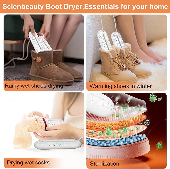 Scienbeauty Electric Shoe Dryers, Portable Boots Dryer Machine with 3/6/9 Hours Timer, Drying for Footwear, Socks, Ski Boots - Image 5
