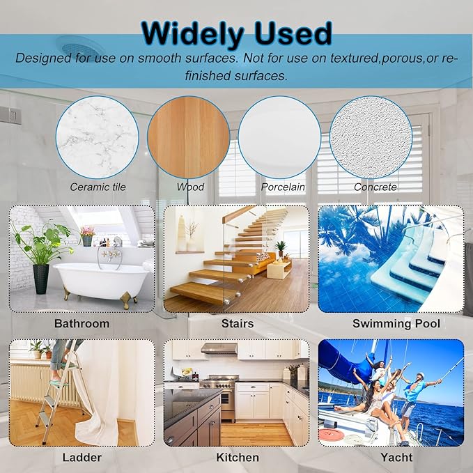 S&X Non Slip Bath Stickers,Gritty Textured Slip-Resistant Treads,0.75-Inch by 11-Inch,12 Strips Per Pack (Blue) - Image 7