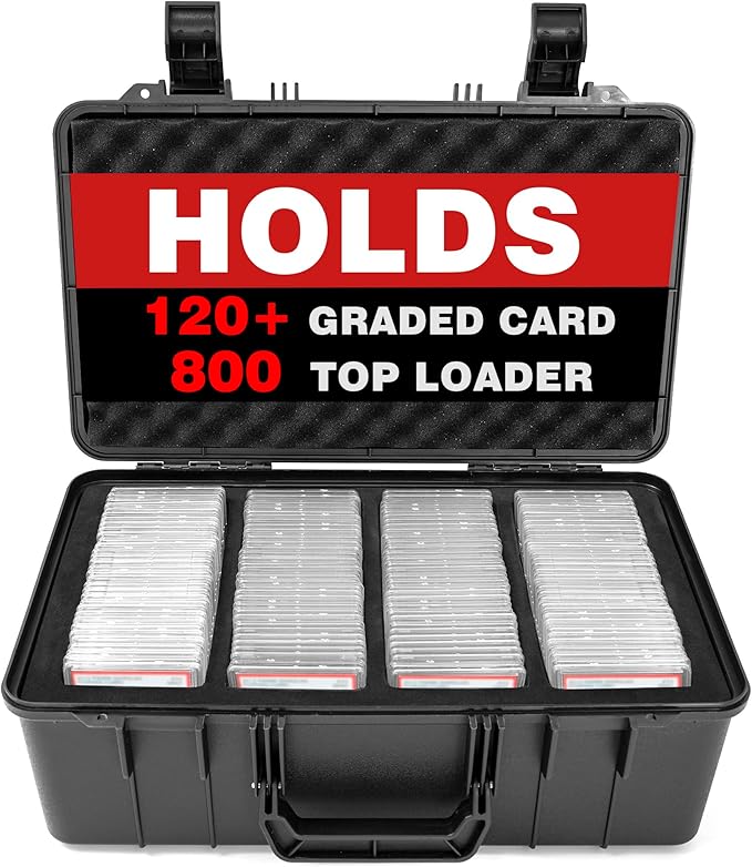 Graded Card Case - Storage Box for 120+ CSG, BGS, SGC, Top Loaders Graded Sports Trading Cards with 6 EVA Foam by OUUTMEE