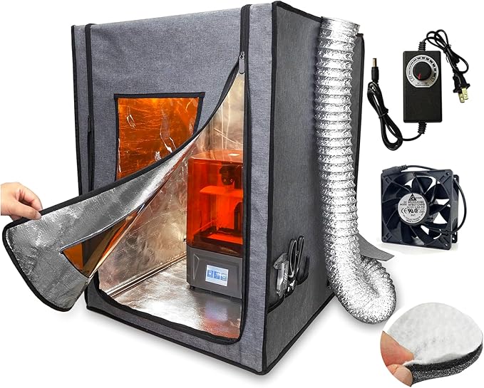 Multifunctional 3D Printer Enclosure w/Adjustable Ventilation Kit Eliminate Odors Tent Cover Compatible with Anycubic Photon Mono, Elegoo Saturn/Mars 3/4 & Creality Halot Series Resin 3D Printer by DORUNDEA