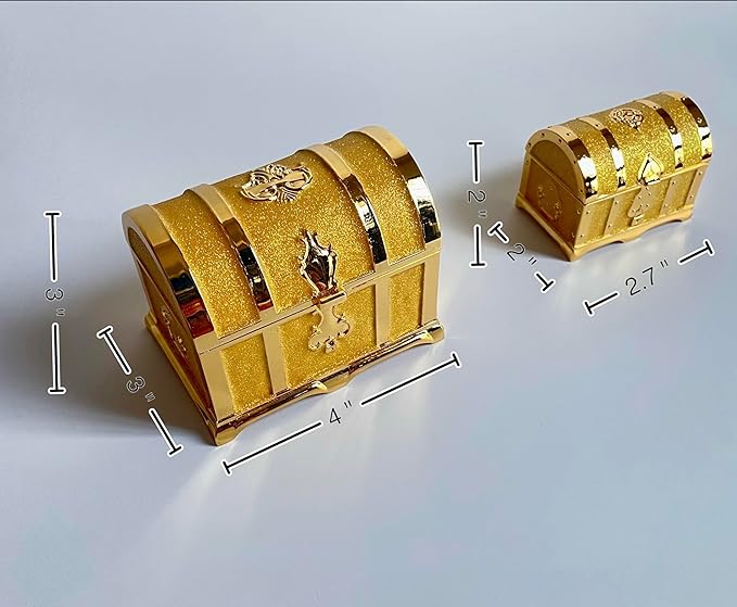 Retro Jewelry Box Arched Vintage Rectangular Metal Chest Necklace Ring Earrings Storage Case for Women Girls (Golden Starlight Yellow, S) - Image 3