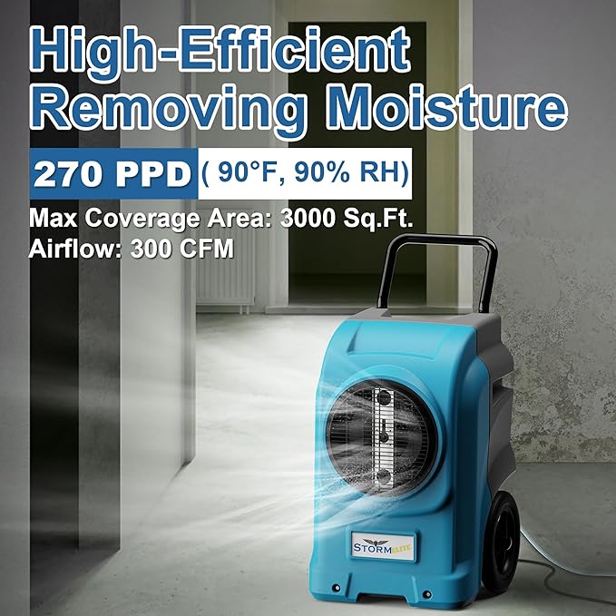 AlorAir 270 Pints Commercial Dehumidifiers Smart Wi-Fi with Pump, Up to 3,000 Sq.Ft Coverage for Large Room or Basements, Industrial Dehumidifier with Drain Hose, 5 Years Limited Warranty - Image 3