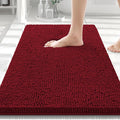 Smiry Luxury Chenille Bathroom Rugs 30x20, Extra Soft and Absorbent Shaggy Bath Mat, Machine Washable, Non-Slip Plush Carpet Runner for Tub, Shower, and Floor, Home Decor Accessories, Red by Smiry