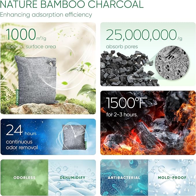 Activated Charcoal Odor Absorber,6 Pack Nature Odor Eliminator for Shoes, Bamboo Charcoal Air Purifying Bags,Shoe Deodorizer and Moisture Absorbers for Fresh Sneakers,Shoe Smell Remover - Image 3