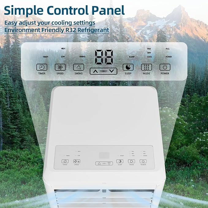 GarveeLife 8,000 BTU Portable Air Conditioner – 3-in-1 AC Unit with Dehumidifier & Fan, Quiet Cooling, Remote, 24H Timer, Window Kit, Cools Up to 350 Sq.Ft – White Top Cover + Black Nameplate - Image 7