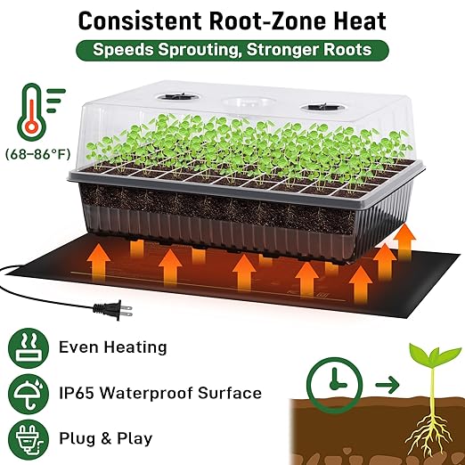 60-Cell Self-Watering Seed Starter Kit with Grow Light and Heat Mat, Seedling Tray with Humidity Dome, Indoor Plant Germination Tray for Beginners - Grow Tomatoes, Peppers, Herbs & Flowers - Image 5