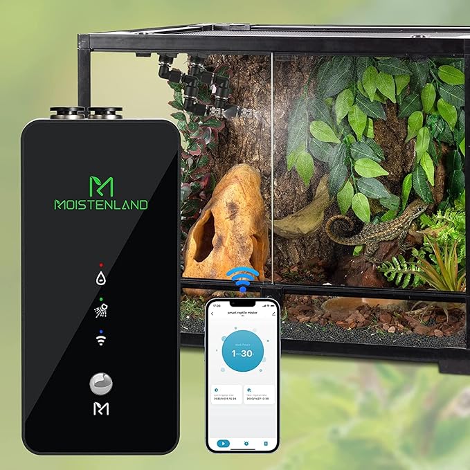 Moistenland WiFi Enabled Reptile Mister for Terrariums, Reptile Misting System for Snake Ball Python Tortoise Lizard Aquarium with 2 Adjustable Misting Nozzles by Moistenland