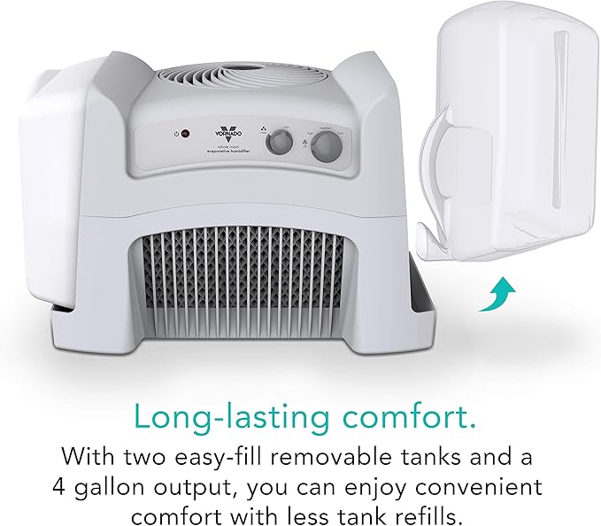 Vornado Evap40 4-Gallon Evaporative Humidifier, Adjustable Humidistat, 3 Speed Settings, Coverage up to 1,000 sqft, 4-Gallon Output (24 Hrs), Dual Tank, Perfect for Home, Bedroom, and Large Spaces - Image 4