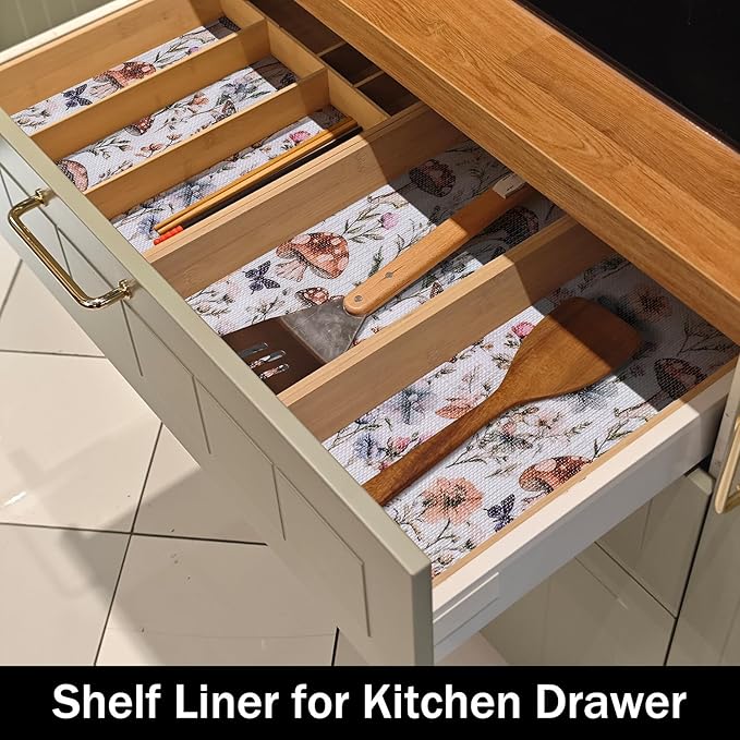 Mushroom 16IN x 20FT Shelf Liners Non Adhesive and Strong Non-Slip Shelf and Drawer Liners for Kitchen Cabinet Wire Fridge, Waterproof Shelf Drawer Liner,Easy to Clean - Image 3