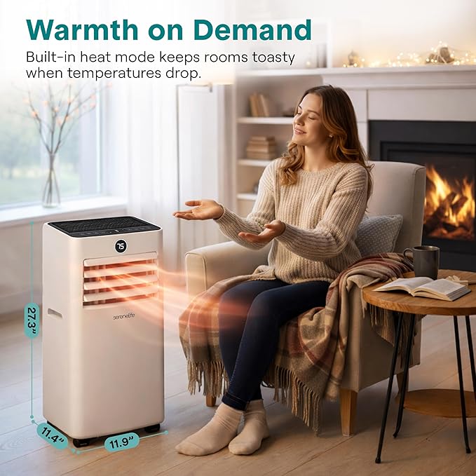 SereneLife 8,000 BTU Portable Air Conditioner and Heater, Small AC with Dehumidifier and Fan, Mini AC Unit with 350 Sq. Ft. Coverage, Includes Remote Control and Window Mount Kit - Image 2