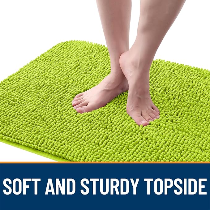 OLANLY Dog Door Mat for Muddy Paws 30x20, Absorbs Moisture and Dirt, Absorbent Non-Slip Washable Doormat, Quick Dry Chenille Mud Mat, Entry Indoor Entryway Carpet for Inside Floor, Bright Green - Image 4