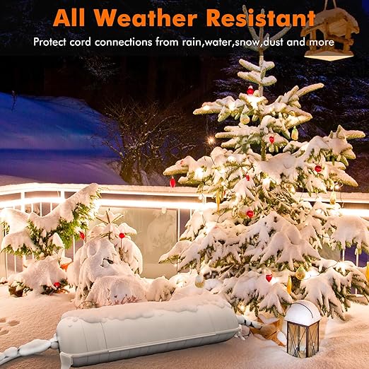 2 Pack of Outdoor IP44 Waterproof Connection Box by Restmo, Weatherproof Electrical Extension Cord Cover, Safety Seal Enclosure to Protect Holiday Lighting Decorations, Power Tools, Fountains, White - Image 6