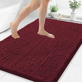 Smiry Luxury Chenille Bathroom Rugs 44x32, Extra Soft and Absorbent Shaggy Bath Mat, Machine Washable, Non-Slip Plush Carpet Runner for Tub, Shower, and Floor, Home Decor Accessories, Burgundy by Smiry
