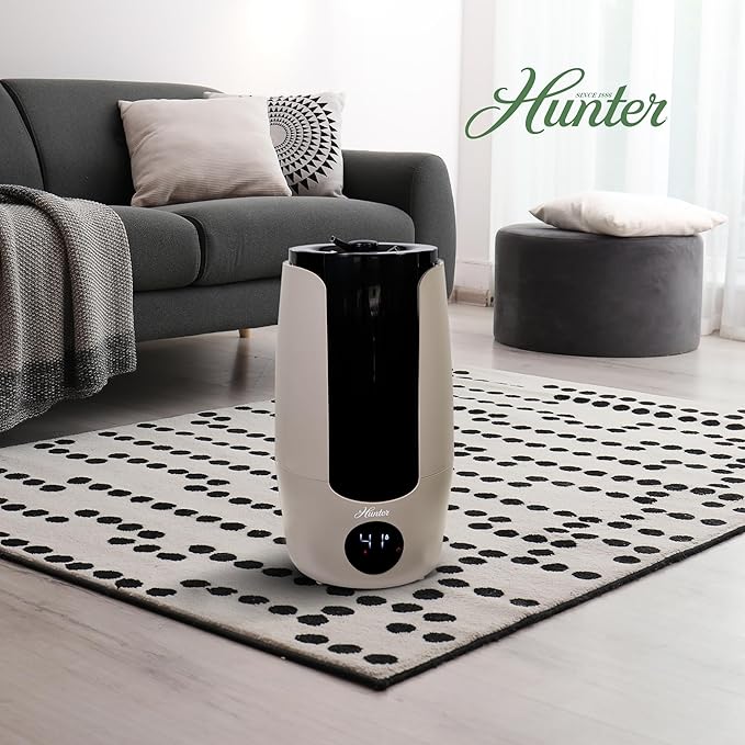 HHU400 Hunter Aspire Series Ultrasonic Humidifier (8.3L) - Vibration Technology Humidifier with Long Lasting Mist for Large Spaces - Extension Wand & 360 Degree Nozzle for Even Distribution - Taupe - Image 7