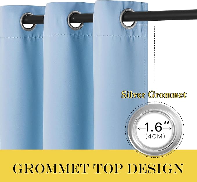 NICETOWN Blue Room Divider Curtains 100 inches Wide Curtains, Grommet Thermal Insulated Blackout Window Treatment Room Darkening for Sliding Glass Door Bedroom, 1 Panel, W100 x L84 - Image 5