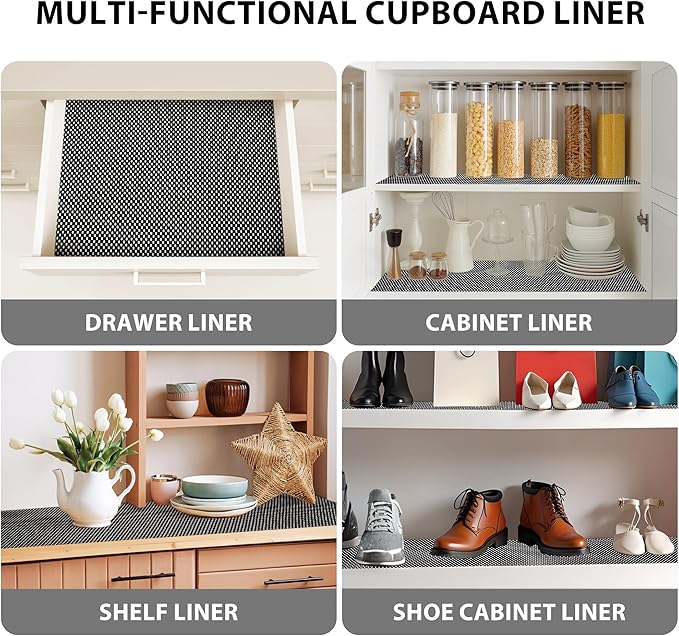 Shelf Liners for Cabinets-Drawer Liner Cabinet Liners for Shelves Kitchen,Non-Adhesive,Non-Slip,Black,12 x 180 inch - Image 5