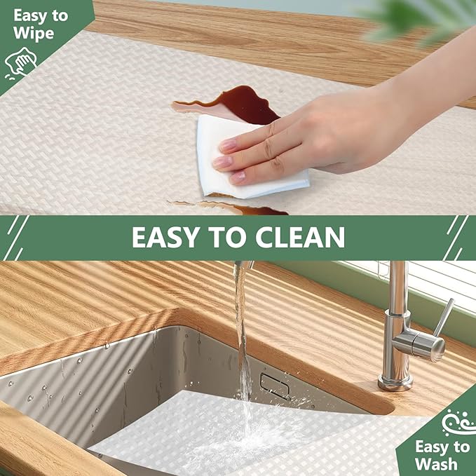 Shelf Liners, Non-Adhesive Drawer Liner, Waterproof & Oil-Proof Kitchen Cabinet Cupboard Liner Plastic EVA Material BPA Free Fridge Liner Mats Paper Protector for Shelves (Clear/12in x 240in) - Image 5