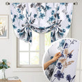 H.VERSAILTEX Tie Up Curtain Double Sided Cattleya Floral Printed Window Valance Balloon Roman Curtain, Rod Pocket,Reversible in Blue/Navy，W 42 x L 36 by HVERSAILTEX