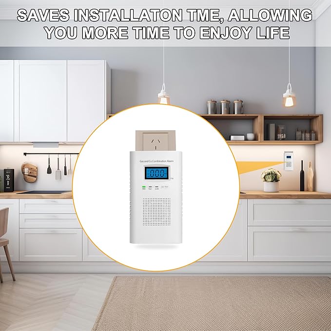 Plug in Combination Gas & Carbon Monoxide Detectors - Natural Gas Detectors & Carbon Monoxide Alarm for Home, Co Detector & Gas Detectors with Digital Display,Holds 9V Battery (not Included) - Image 4