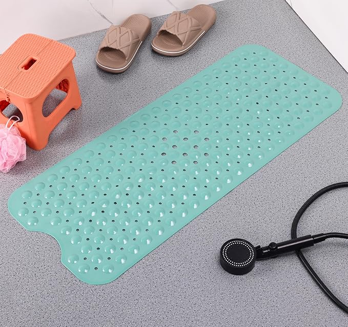 Anti-Slip Bathtub Shower mat, 39.3×15.7 inch（Approximately 100 × 40cm） Soft Oversized Machine Washable Non-Slip Bathtub mat with Drainage Holes, Bathroom Floor Suction Cup.（1-Opaque Mars Green） - Image 8