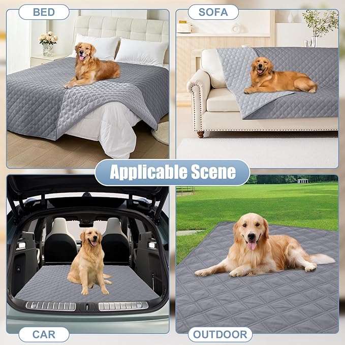 Smiry Waterproof Dog Bed Cover Pet Blanket, Soft Washable Dog Blanket for Furniture Bed Couch Sofa Reversible, Checkered (30"x80", Grey/Light Grey) - Image 7