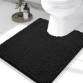 Smiry Luxury Chenille Toilet Rugs U-Shaped 24x20, Soft Absorbent Non-Slip Contour Bathroom Rugs for Toilet, Machine Washable Contoured Bath Mats, Black by Smiry