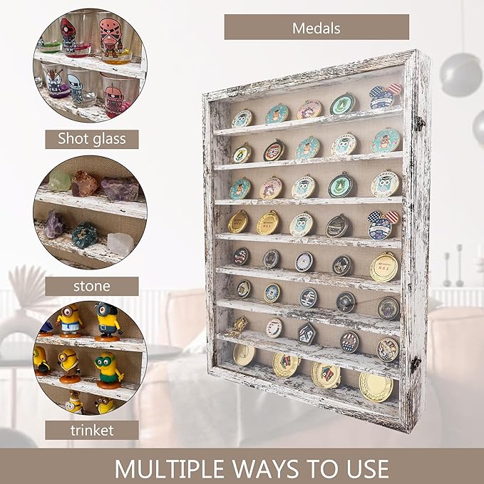 18*24 Large Shadow Box Frame with Removable Shelves,White Shadow Boxes Display Cases for Small collectables，Deep Memory Box Display Case Trinket Shelf for Collection，Coins，Miniatures Figures - Image 2