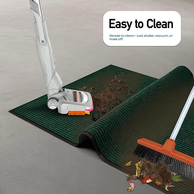 Durable Rubber Door Mat - Heavy Duty, Indoor/Outdoor, Easy Clean, Waterproof, Low-Profile Mat for Entry, Patio, Garage - Stylish (Green, 6' x 4' (Mud Trapper)) - Image 5