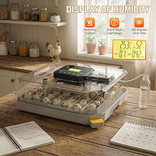 Winado Incubators for Hatching Eggs, 48 Egg Incubator with Automatic Egg Turning, Temperature & Humidity Control, Egg Candler, Automatic Water Filling and Day Counter for Eggs Hatching - Image 3