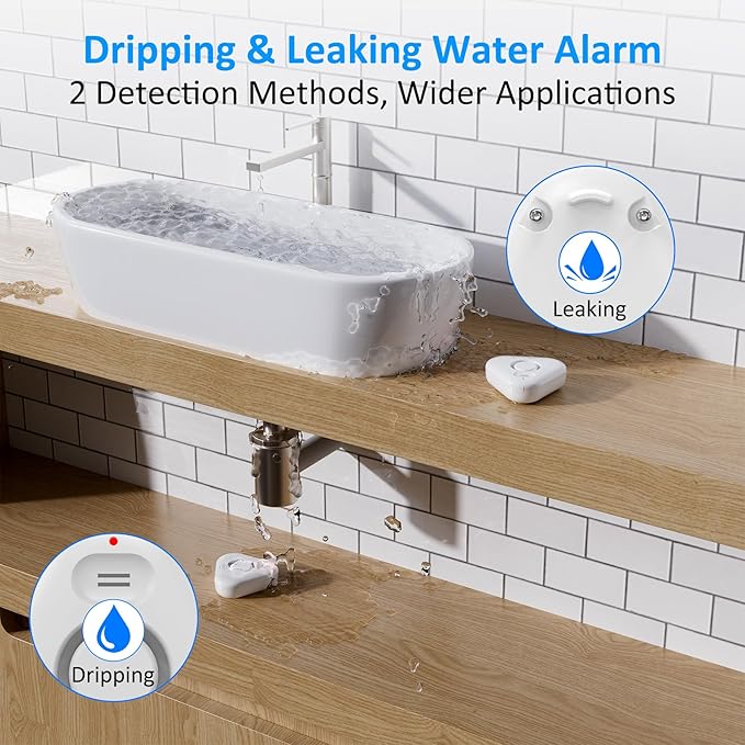 3 Pack Water Leak Detectors for Home, 4 Levels Adjustable Audio 0-120dB Water Sensor Alarm Leak Detector, IP66 Water Leakage Detection Device for Home Basements Bathroom Kitchen Toilet Laundry - Image 5