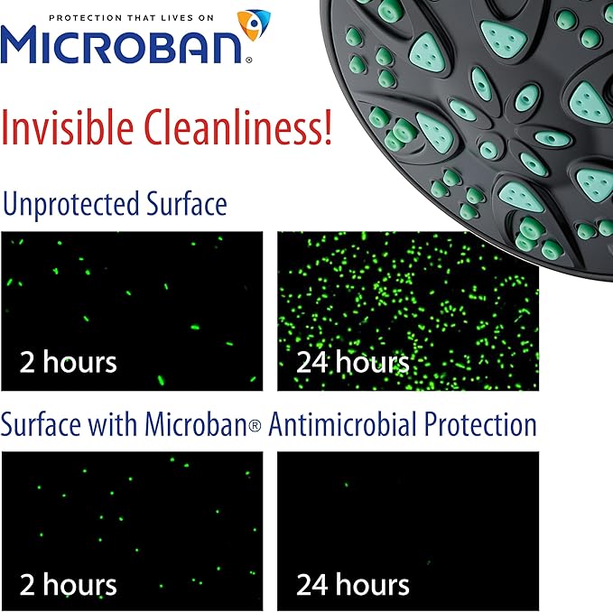 AquaDance Antimicrobial – Anti-Clog High-Pressure 6-Setting Shower Head with Microban Nozzle Protection from Growth of Mold, Mildew & Bacteria for Stronger Shower! 4" Coral Green - Image 3