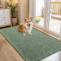 OLANLY Dog Door Mat for Muddy Paws 54x32, Absorbs Moisture and Dirt, Absorbent Non-Slip Washable Doormat, Quick Dry Chenille Mud Mat, Entry Indoor Entryway Carpet for Inside Floor, Olive Green by OLANLY