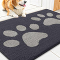 Smiry Dog Door Mat for Muddy Paws, Absorbs Moisture and Dirt, Low-Profile Entryway Mat with Non-Slip Backing, Entry Indoor Outdoor Doormat for Inside Floor (36x24 Inches, Dark Grey, Paw) by Smiry