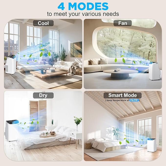 12000 BTU Portable Air Conditioners with Remote Control, 3-in-1 Free Standing Cooling AC Unit with Fan & Dehumidifier, Cools Room up to 500 sq.ft, Smart/Sleep Mode,3 Speed,24H Timer,Window Kit - Image 3
