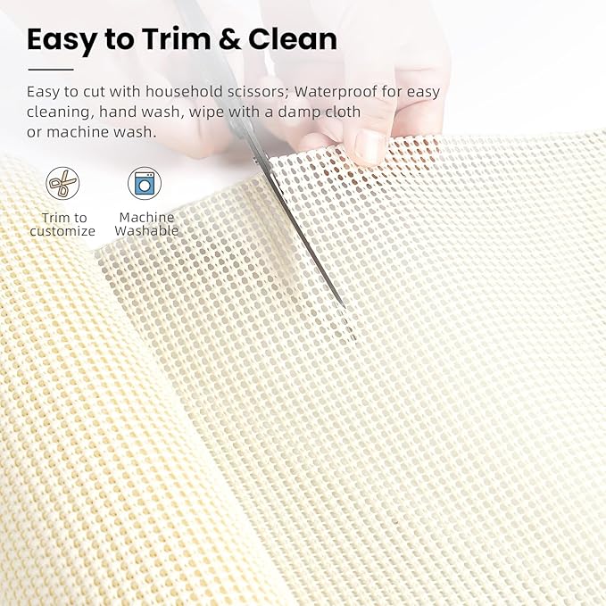 BAGAIL Drawer and Shelf Liner, 12 in X 20 Ft Non-Adhesive Shelf Liners for Kitchen Cabinets, Thick Strong Grip Liners for Desk, Shelves, Bathroom Drawers, Cabinet Protection - Cream - Image 4